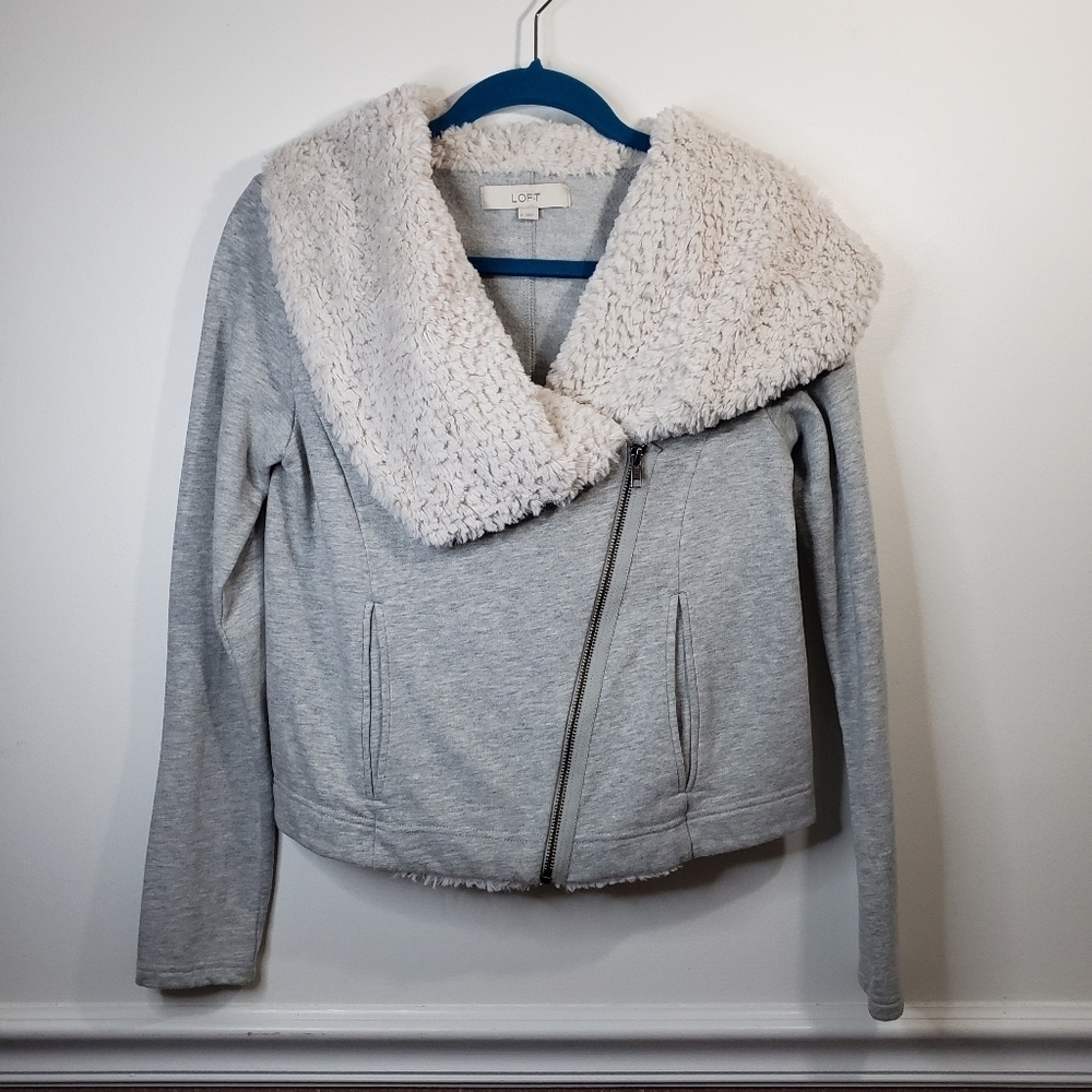 Sz Small Grey LOFT Asymmetric Jacket